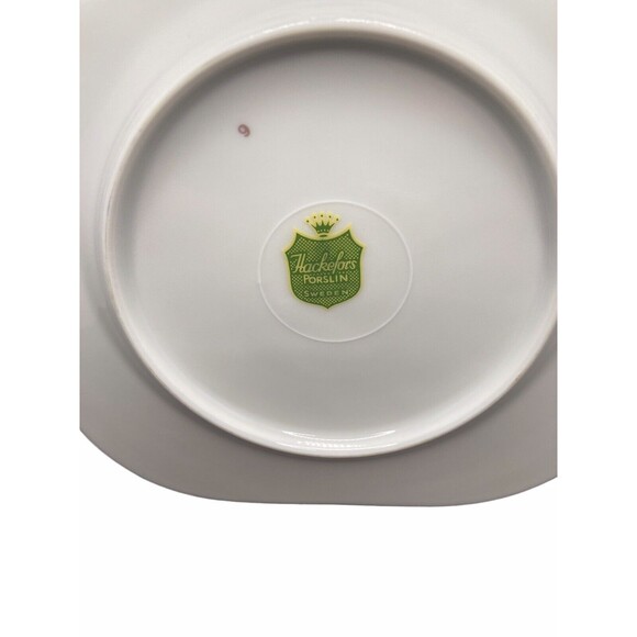 Swedish Porcelain Violets  1970's, 8 Luncheon Plates Square shape gold trimmed - Picture 3 of 5